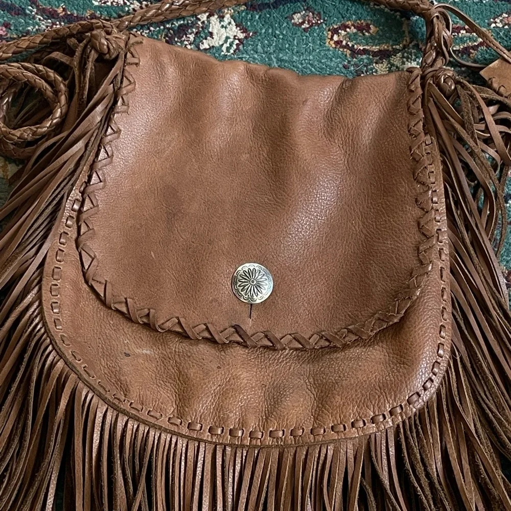 Polo by Ralph Lauren Tan Leather Fringe Shoulder Bag - Picture 2 of 9